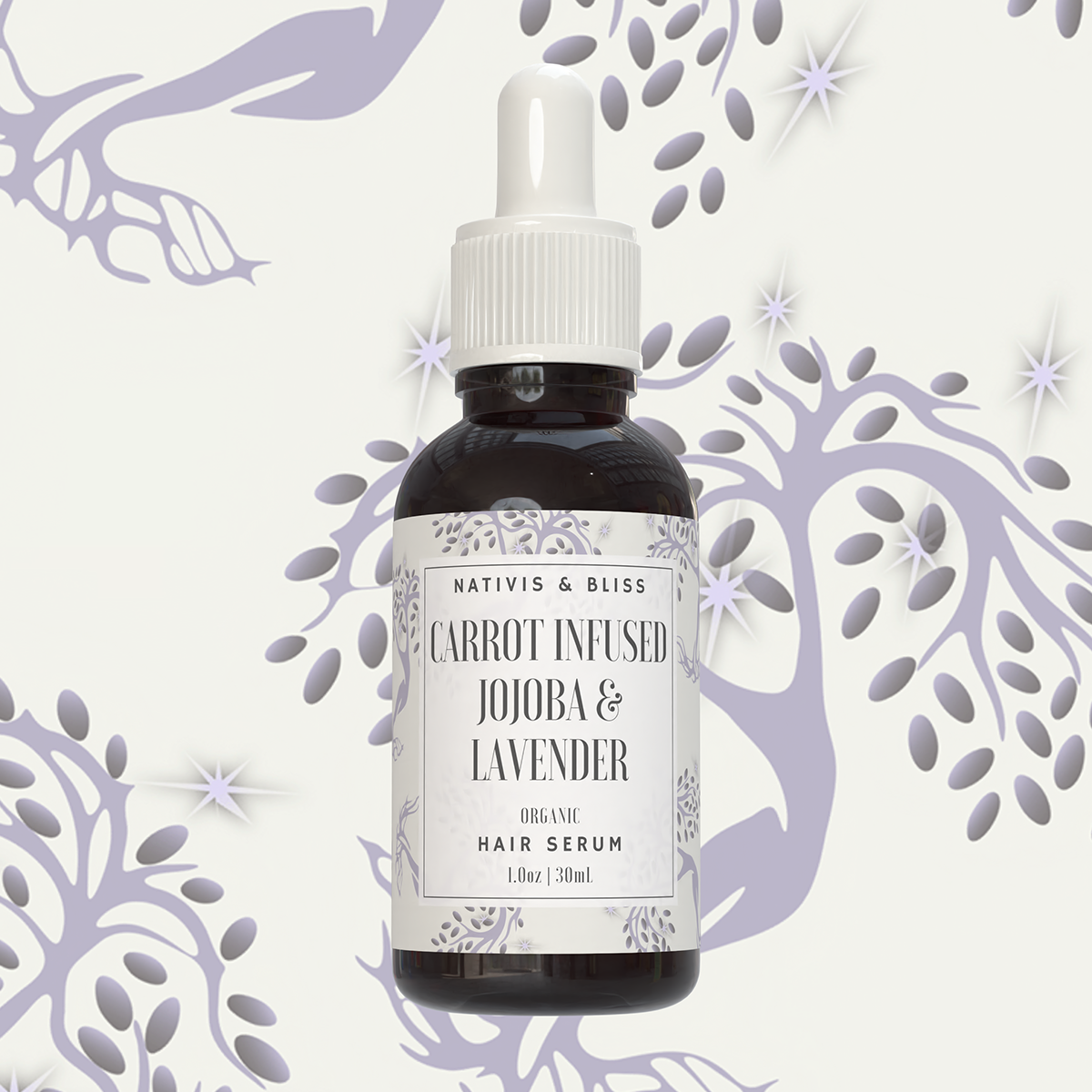 Carrot Infused Jojoba & Lavender | Organic Hair Serum | 1oz